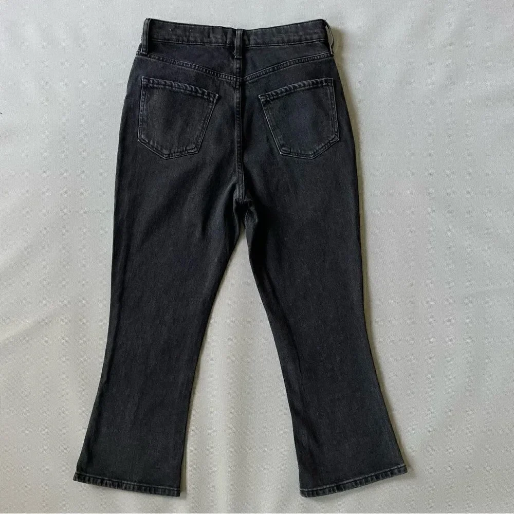 Flared Cropped Black Rhinestone Capri Jeans Size 6S